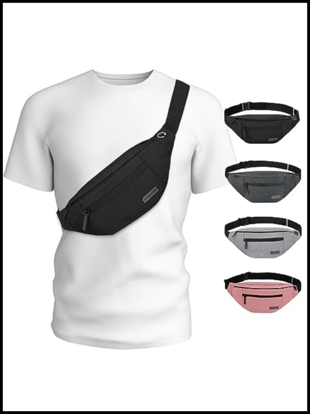 MAXTOP Large Fanny Pack 4-Zipper Pockets Crossbody Bag